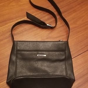 Palio vintage black leather 3 compartments bag!